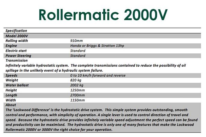 Lockwood AG - Rollermatic Sports Roller specs